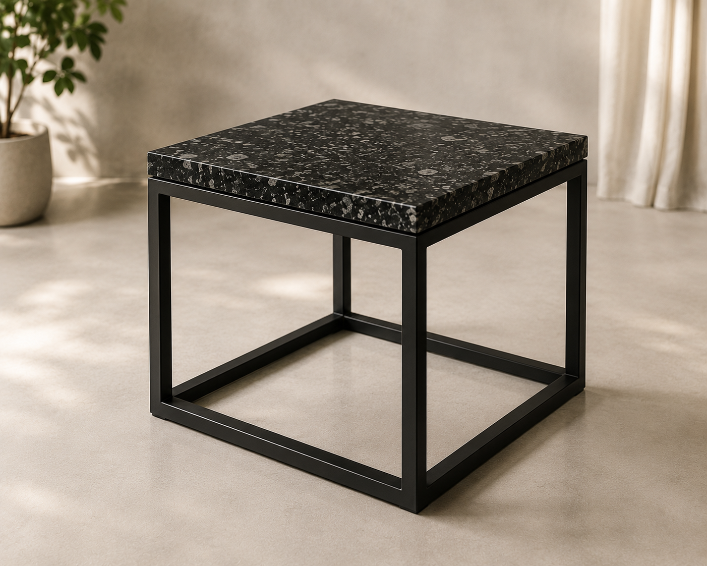 Black Granite Side Table